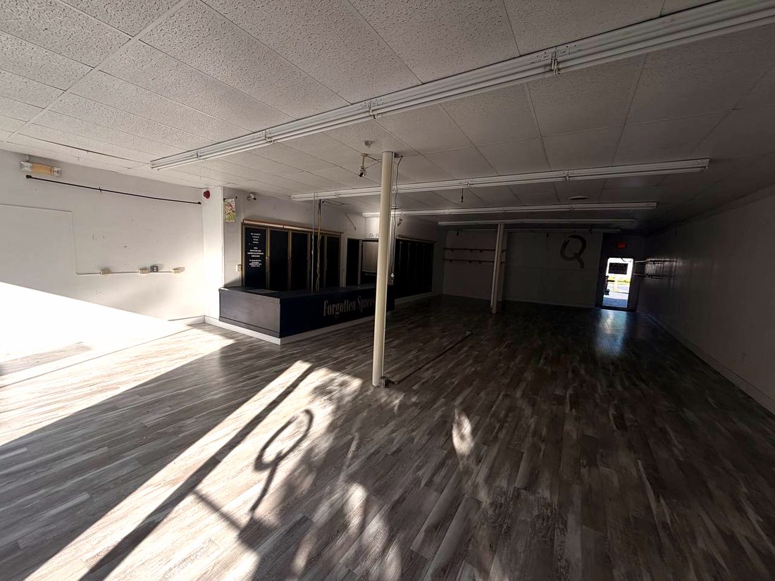 Full depth of the retail space toward the rear entrance