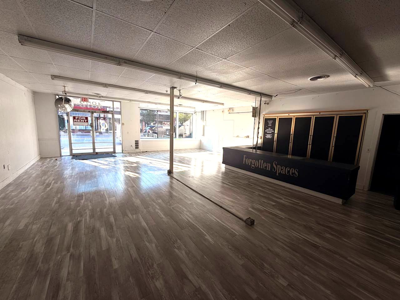 View toward the storefront entry and display windows